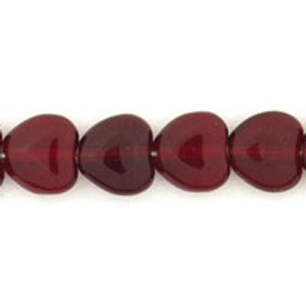 Heart Czech Glass Beads 8x8mm GARNET