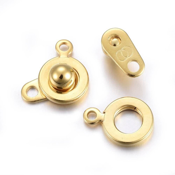 GOLD PLATED Stainless Steel Ball and Socket Clasps Round 15mm