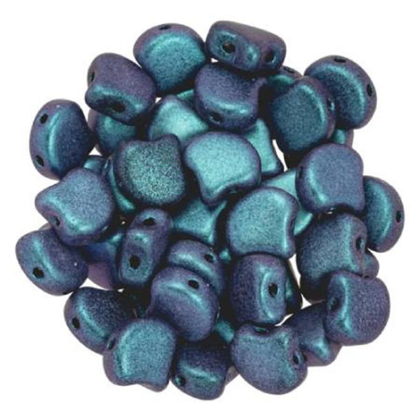 Ginkgo Beads 2-Hole Czech Glass Leaf Beads POLYCHROME INDIGO ORCHID