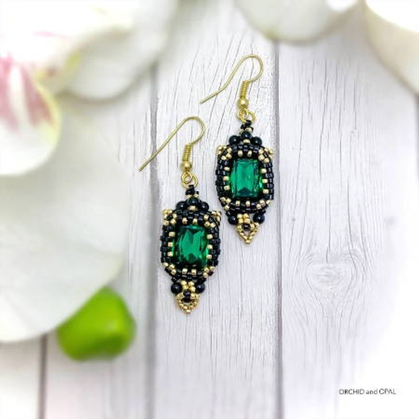 Lamplighter Beaded Octagonal Crystal Earrings