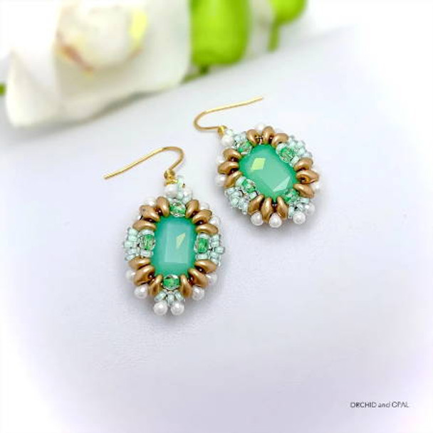 Terrarium Crystal Earrings Free Beading Tutorial Green