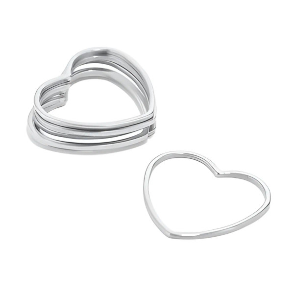 Frame Link HEART CONNECTOR 20x18mm Stainless Steel silver heart hoop