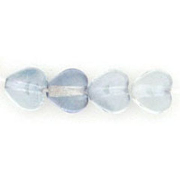 Heart Czech Glass Beads 6x6mm LUSTER TRANSPARENT BLUE