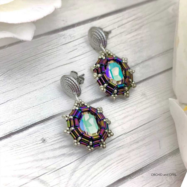 Concord Earrings with Bugle Bead Bezel Tutorial - Free Beading Project