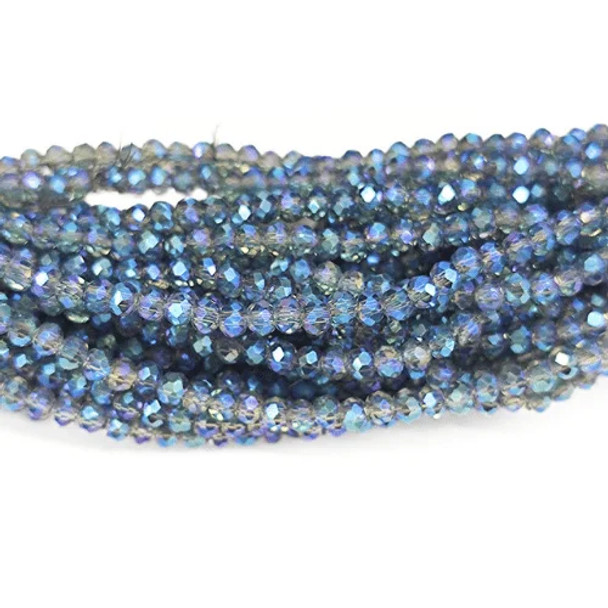 LT. MONTANA BLUE AB Chinese Crystal Rondelle Beads