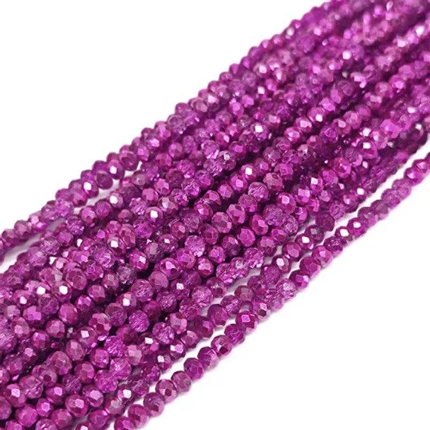 Chinese Crystal Rondelle Beads 3x2mm PINK METALLIC