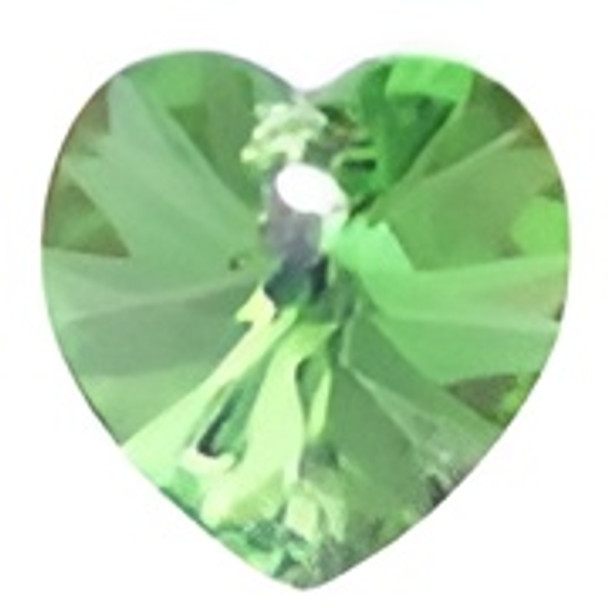 ELITE Eureka Crystal Heart Pendant 10mm PERIDOT AB 6228