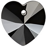 Swarovski Crystal Heart Pendant 10mm JET 6228