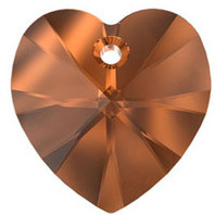 Swarovski Crystal Heart Pendant 10mm SMOKED AMBER 6228