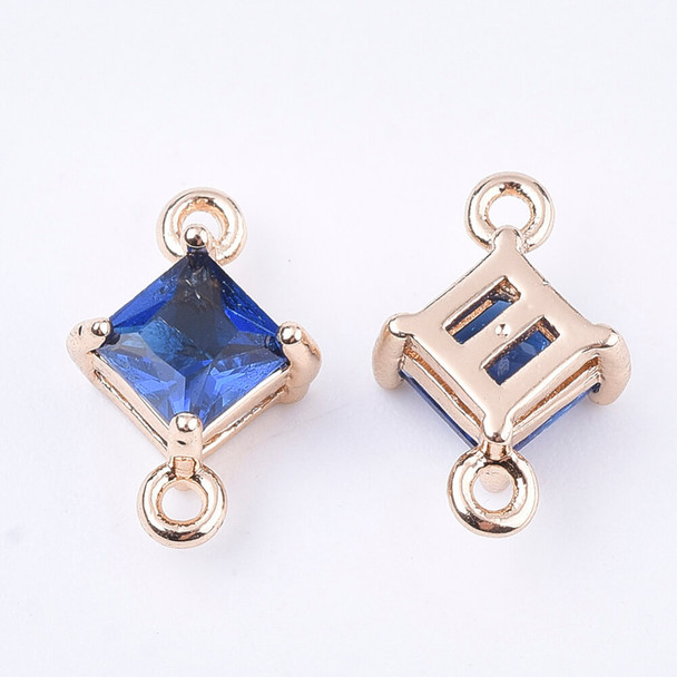 Gold Plated Link with BLUE CRYSTAL-RHOMBUS CONNECTOR 11mm