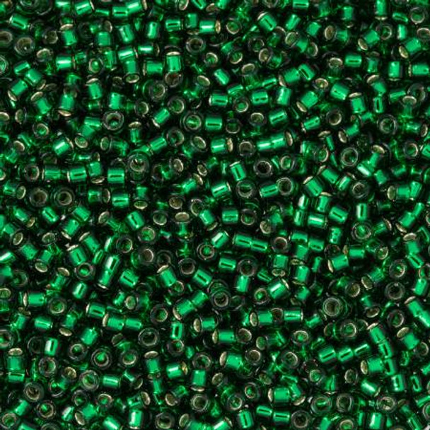 Toho AIKO 11/0 Seed Beads TRANSPARENT SILVER LINED GREEN EMERALD