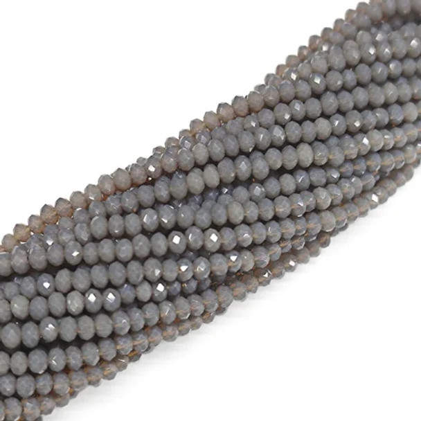 Chinese Crystal Rondelle Beads 3x2mm DK. GREY OPAL