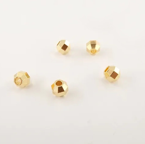 18K Gold Plated Faceted Metal Bead 3mm