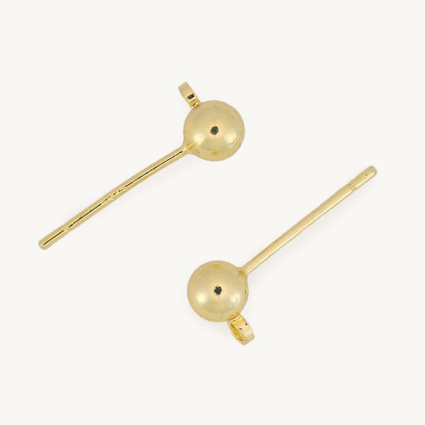 4mm 14K Gold Plated BALL POST Earrings