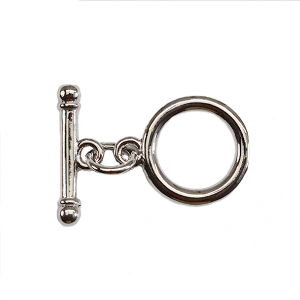 TOGGLE CLASP-Round Small 14.5mm White Gold Plated