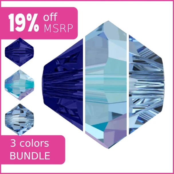 Cool Indigo Swarovski Crystal 4mm Bicones Bundle