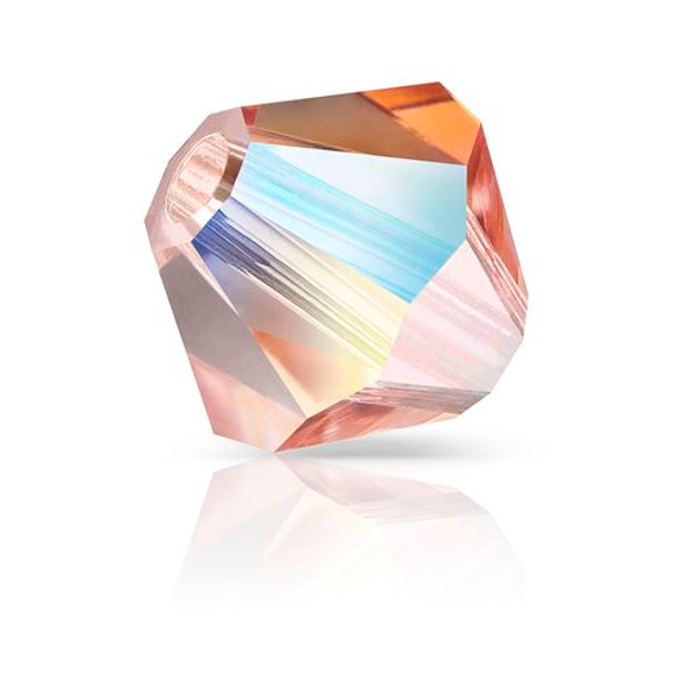 ROSE PEACH AB Preciosa Crystal Bicone Beads 3mm