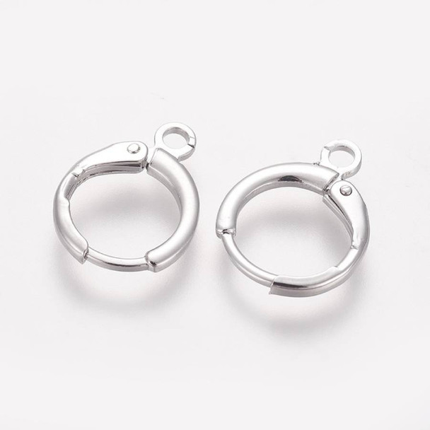 Platinum Plated Ear Wire LEVERBACK w/Loop 15x11mm
