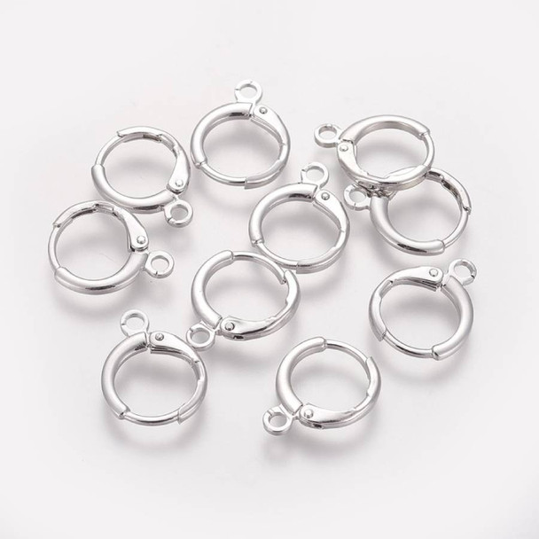 Ear Wire LEVERBACK w/Loop 15x11mm Platinum Plated