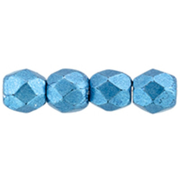 Firepolish 3mm Czech Beads SATURATED METALLIC LITTLE BOY BLUE
