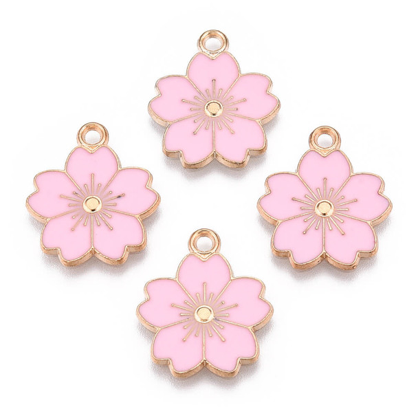 Charm-CHERRY BLOSSOM FLOWER PINK-20mm Enamel Plated