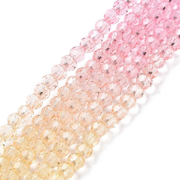 PINK Eureka BASICS Faceted Round Glass Beads 4mm