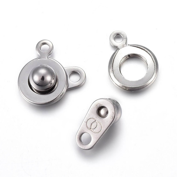 STAINLESS STEEL Ball and Socket Clasps Round 15mm