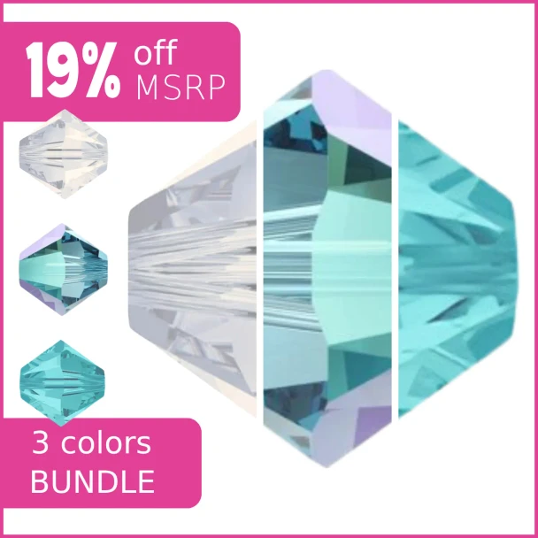 Arctic Waters Swarovski Crystal 3mm Bicones Bundle