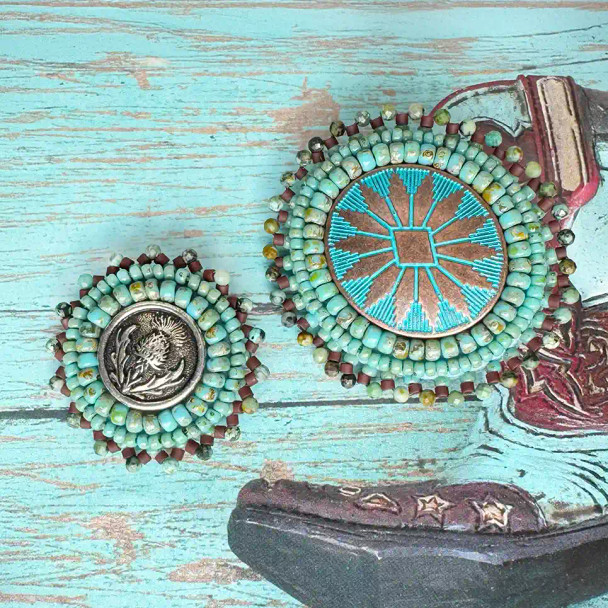 BUTTON-Antique Copper Patina-Western Ova