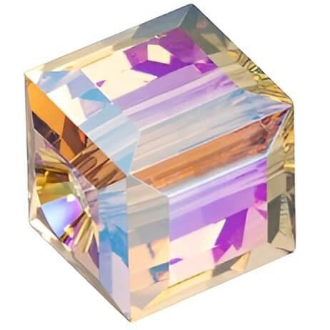 Swarovski Crystal Faceted Cube Bead 6mm LIGHT COLORADO TOPAZ SHIMMER B 5601