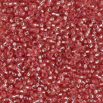 Miyuki ROUND 11/0 Seed Beads DYED SILVERLINED DARK CORAL (10 grams tube)