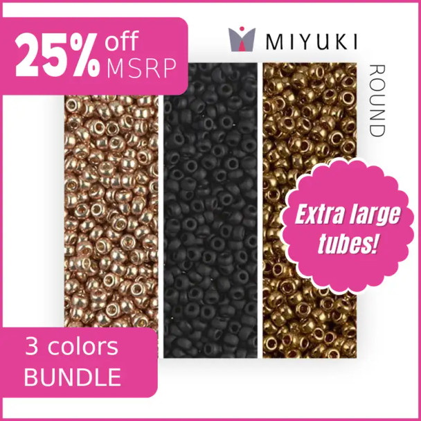 Metallic Midnight Miyuki Round 11/0 Seed Beads Bundle 3 Pack