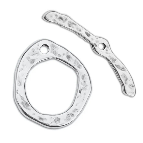 TOGGLE CLASP-Hammered 13x15mm-Antique Silver Plated