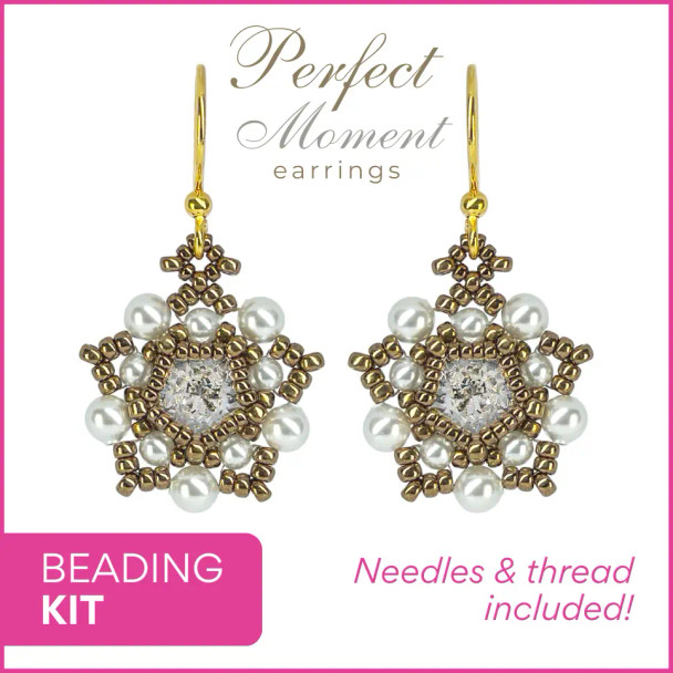 Perfect Moment Earrings CRYSTAL and BRONZE Beginner Beading Kit