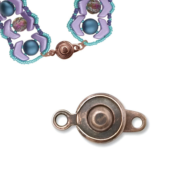 Ball and Socket Clasps Round 15x8mm ANTIQUE COPPER