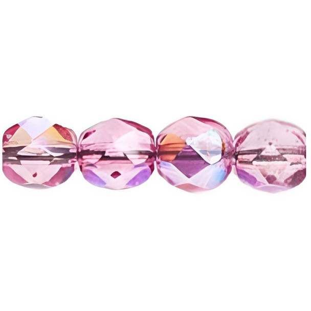 Firepolish 6mm Czech Glass Beads COATED VIOLET AB