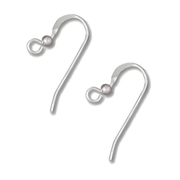 Ear Wire FLAT FRENCH w/2.5mm Ball 19mm White Gold