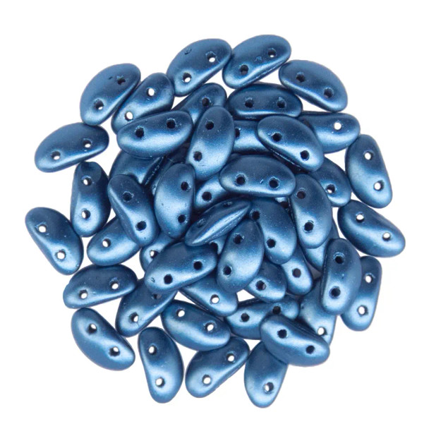 2-Hole MOBYDUO Czech Glass Beads 3x8mm ALABASTER PASTEL PETROL