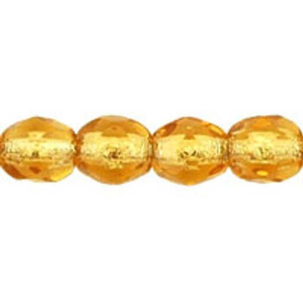 Czech Glass FIREPOLISH Beads 4mm TOPAZ SILVER LINED