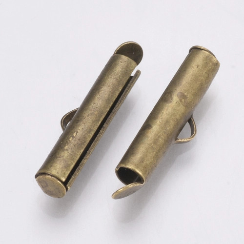 Antique Bronze Plated  SLIDE END TUBE 20mm