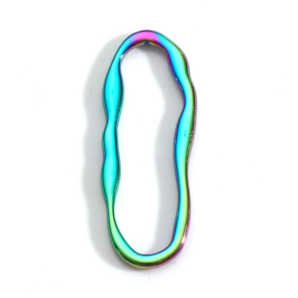 Link GEOMETRIC IRREGULAR OVAL CONNECTOR 3.5cm Rainbow Plated Stainless Steel