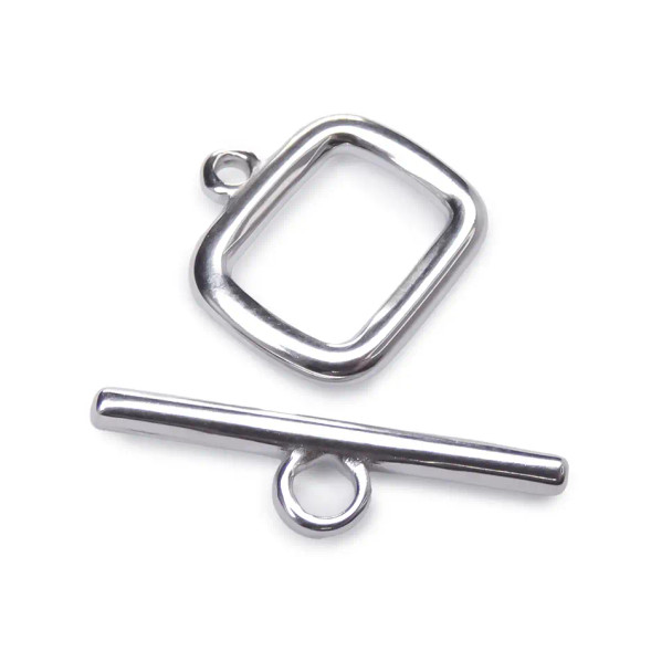 TOGGLE CLASP-Rectangle 17mm-Silver Plated Stainless Steel