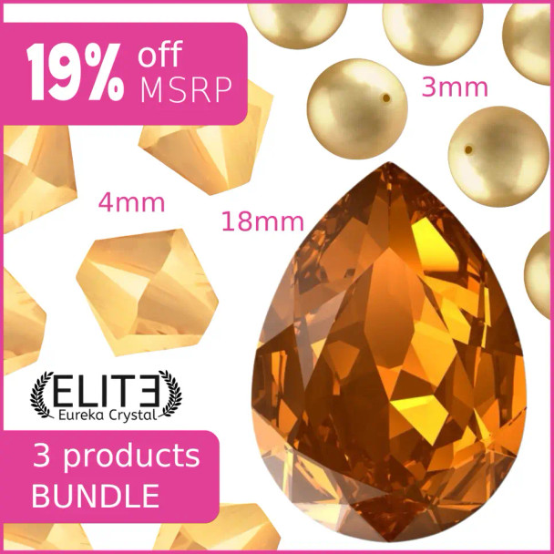 The ELITE Crystal Wizard Bundle GOLDEN LEAVES - Stone, Pearls and Bicones 3 Pack