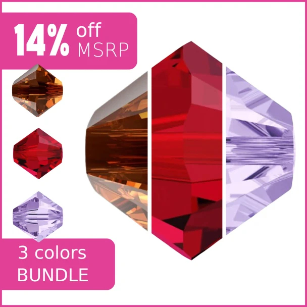 Purple Flame Swarovski Crystal 4mm Bicones Bundle 3 Pack