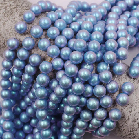 IRIDESCENT SOFT BLUE Krakovski Crystal Round Pearls 6mm