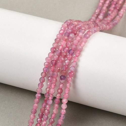High Grade Faceted Gemstone Beads Strand FLAMINGO TOURMALINE 3mm