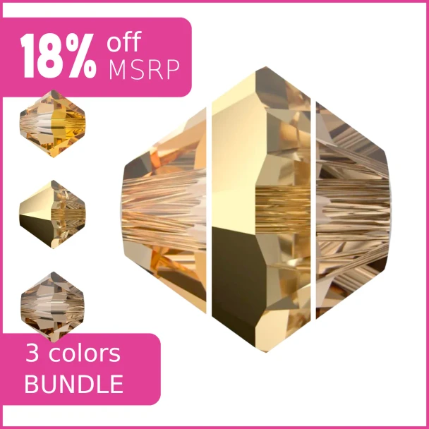 Shades of Gold Swarovski Crystal 4mm Bicones Bundle 3 Pack