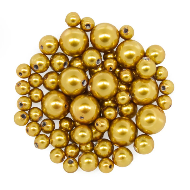 ELITE Eureka Crystal Assorted Size Round Pearls ROYAL GOLD MIX