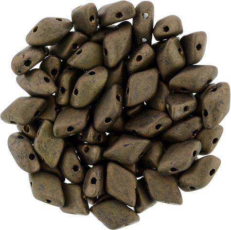 2-Hole GEMDUO 8x5mm Czech Glass Beads MATTE DK BRONZE