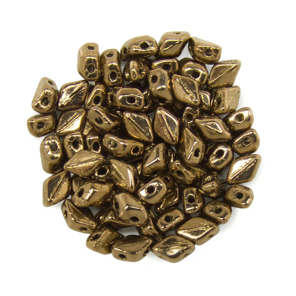 Mini GemDuo BRONZE 6x4mm 2-Hole Czech Glass Beads